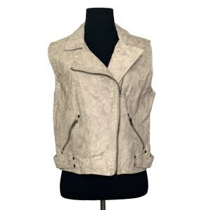 Ashley beige faux leather moto vest size Large